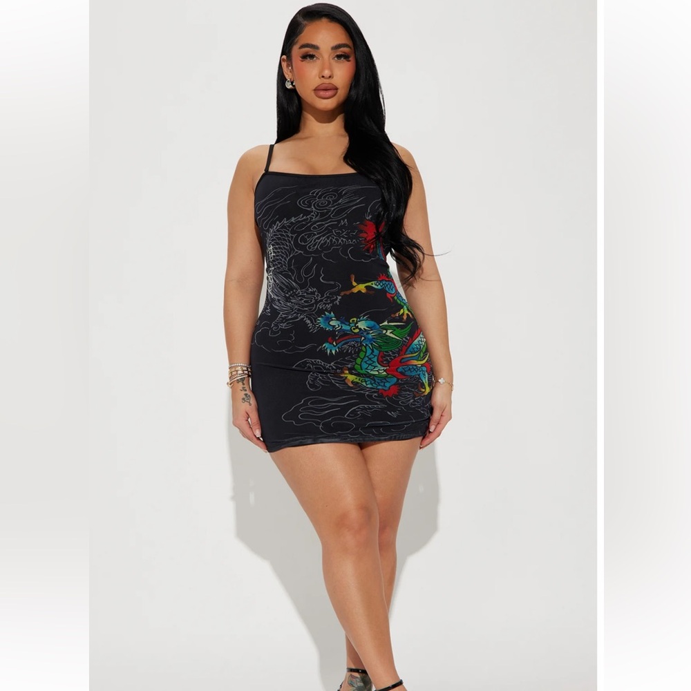 Ed Hardy x Fashion Nova mesh overlay dress